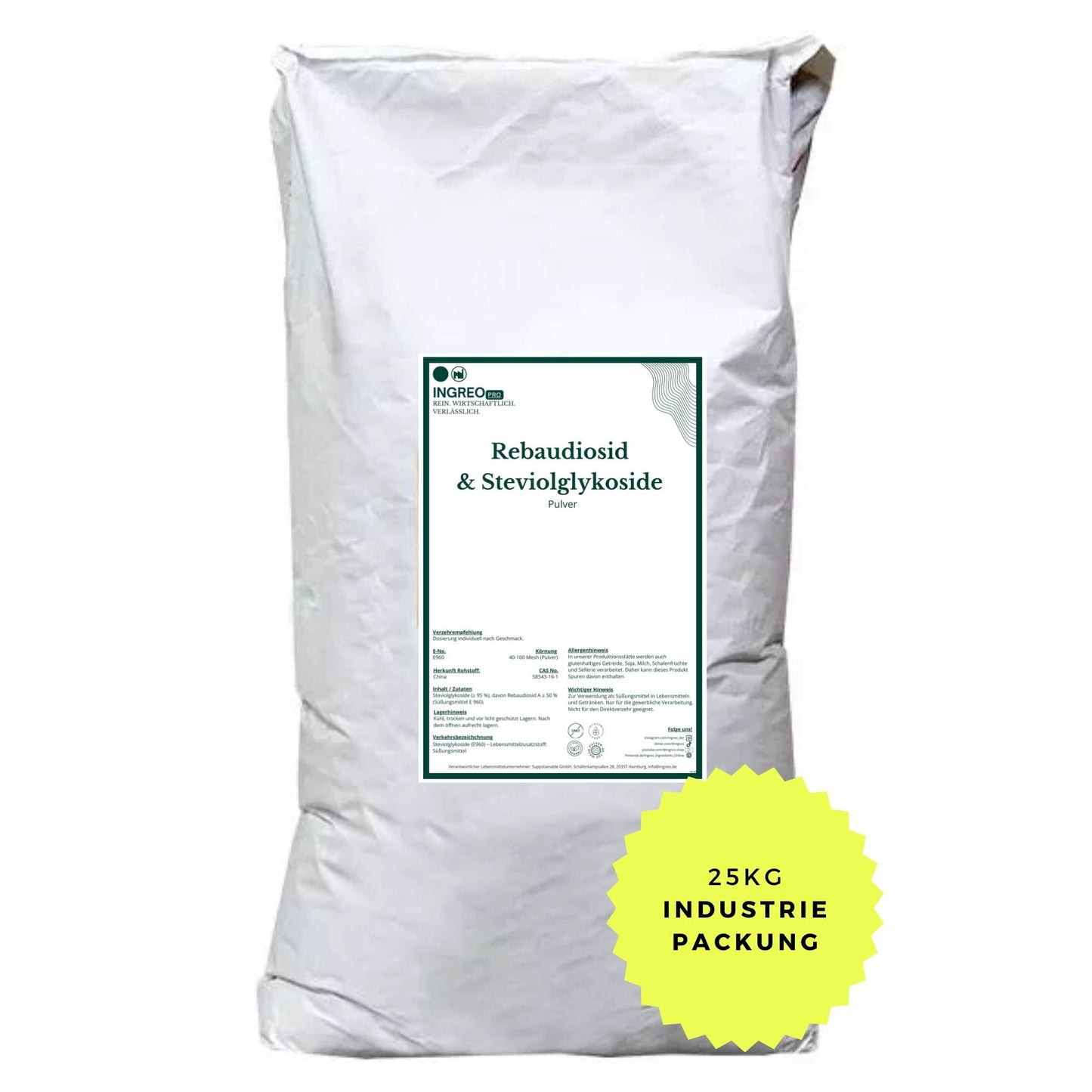 rebaudiosid-a-50-steviolglykoside25kg_Industrigebinde_als_Sack_zum_Vorteilspreis