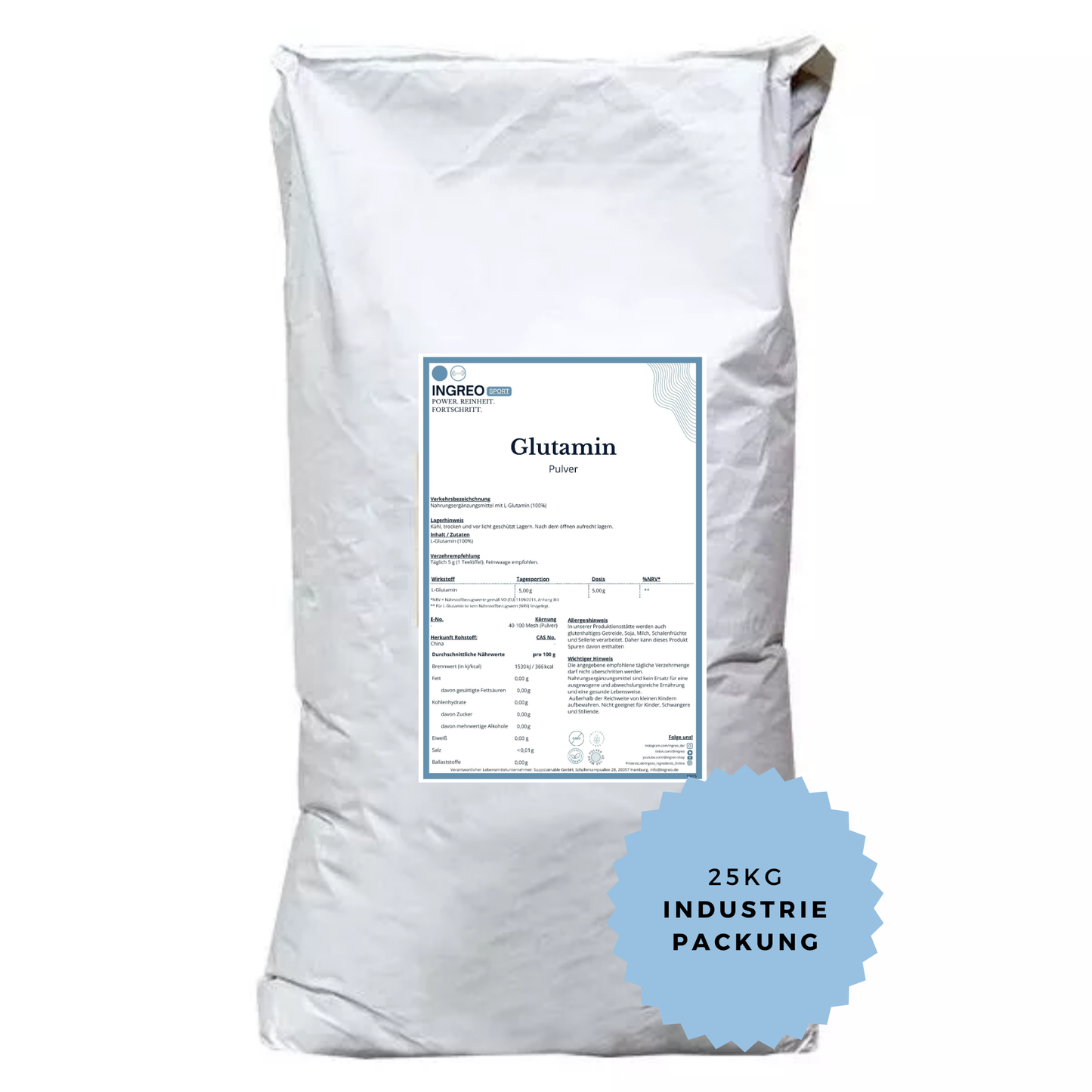 L-Glutamin Pulver (40-100 Mesh) - Suppstainable