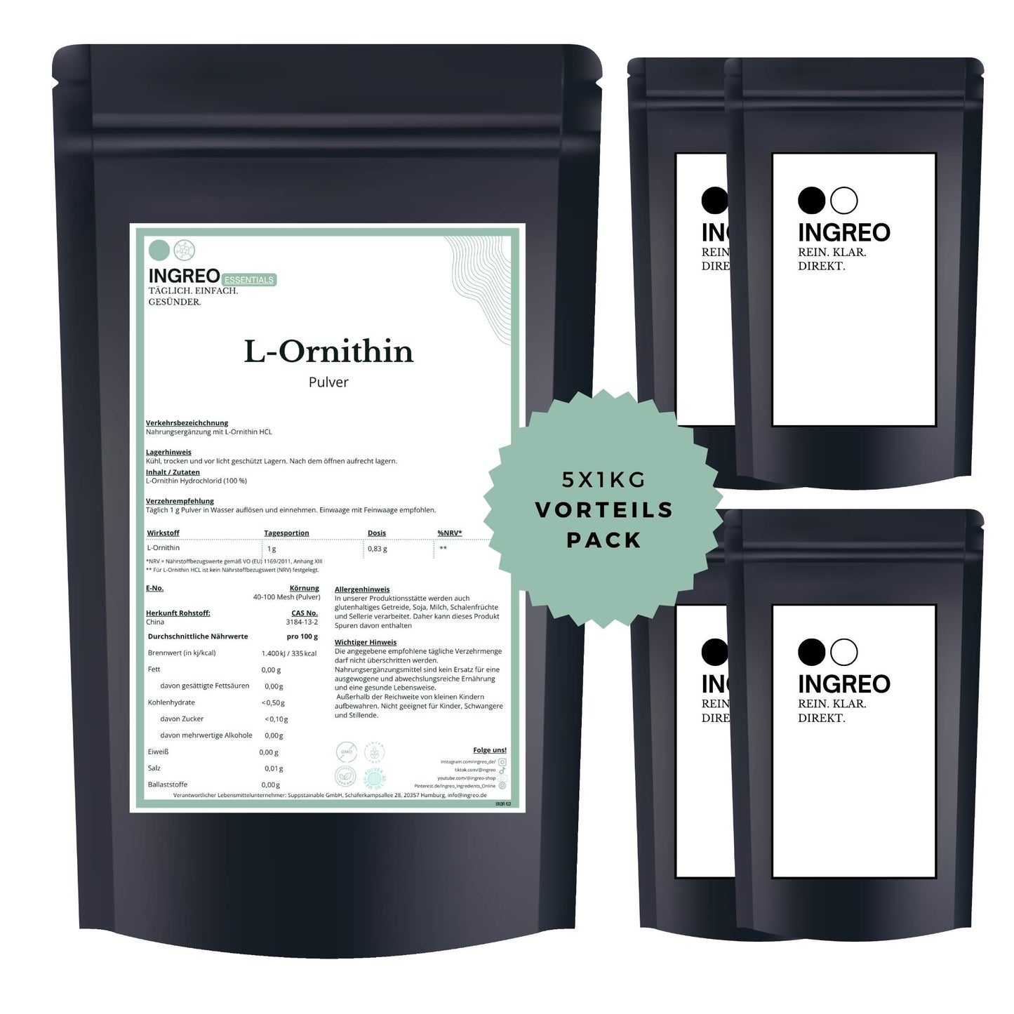l-ornithin-hcl-pulverBundle_Fuenferpack_5kg_zum_Vorteilspreis_Ingreo