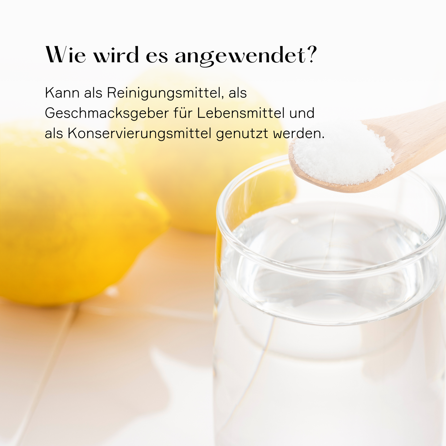 Zitronensäure von Suppstainable in Lebensmittelqualität anwendung als Geschmacksvertaerker und Konserierungsmittel