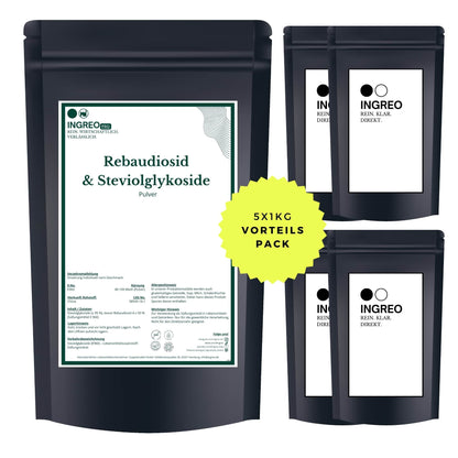 rebaudiosid-a-50-steviolglykosideBundle_Fuenferpack_5kg_zum_Vorteilspreis_Ingreo