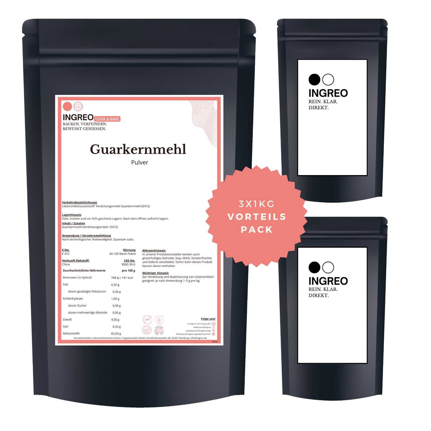 Guarkernmehl - Guar Gum Pulver (4-100 Mesh) - Suppstainable