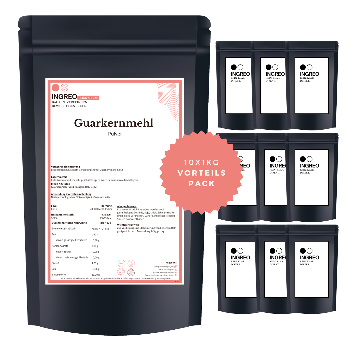 Guarkernmehl - Guar Gum Pulver (4-100 Mesh) - Suppstainable