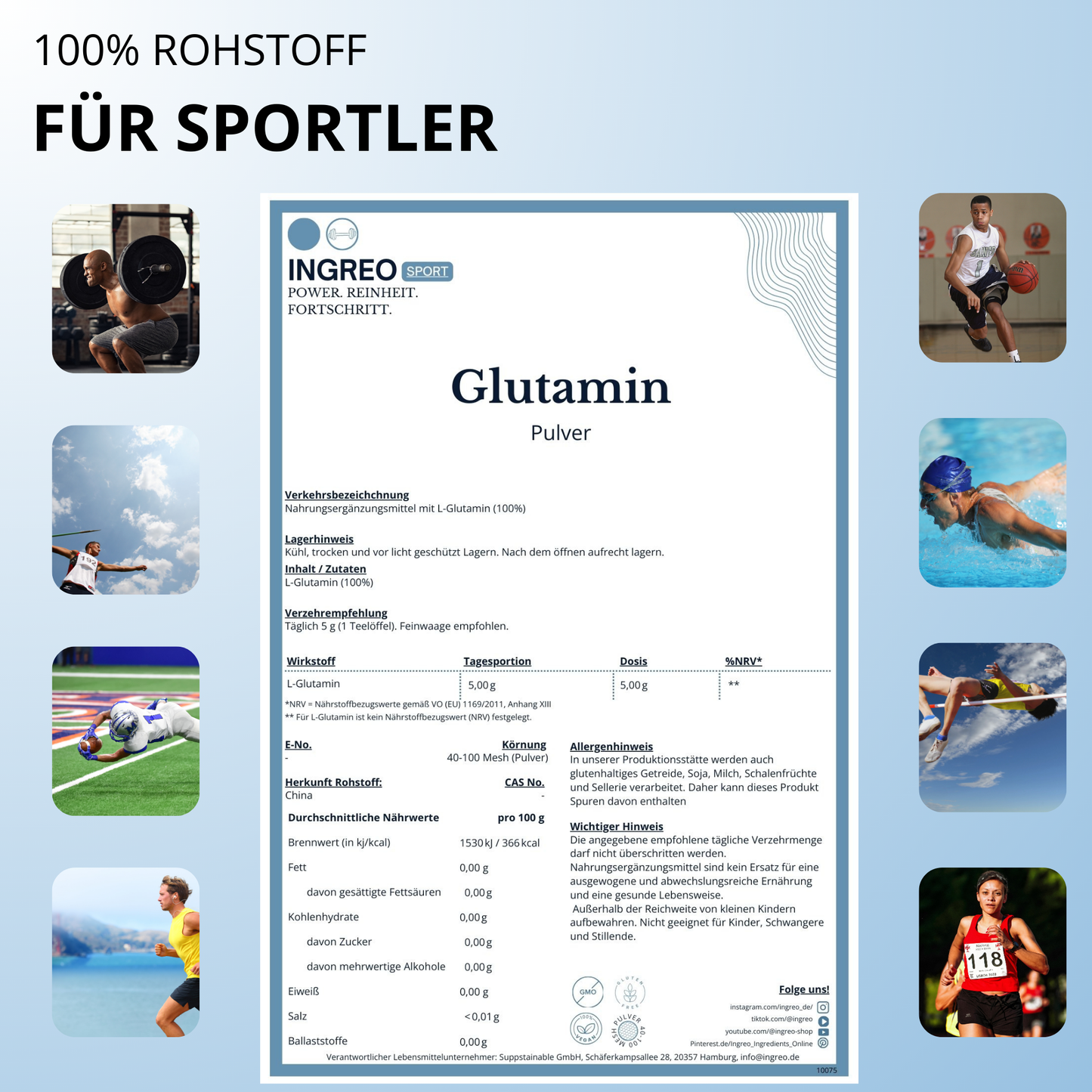 L-Glutamin Pulver (40-100 Mesh) - Suppstainable