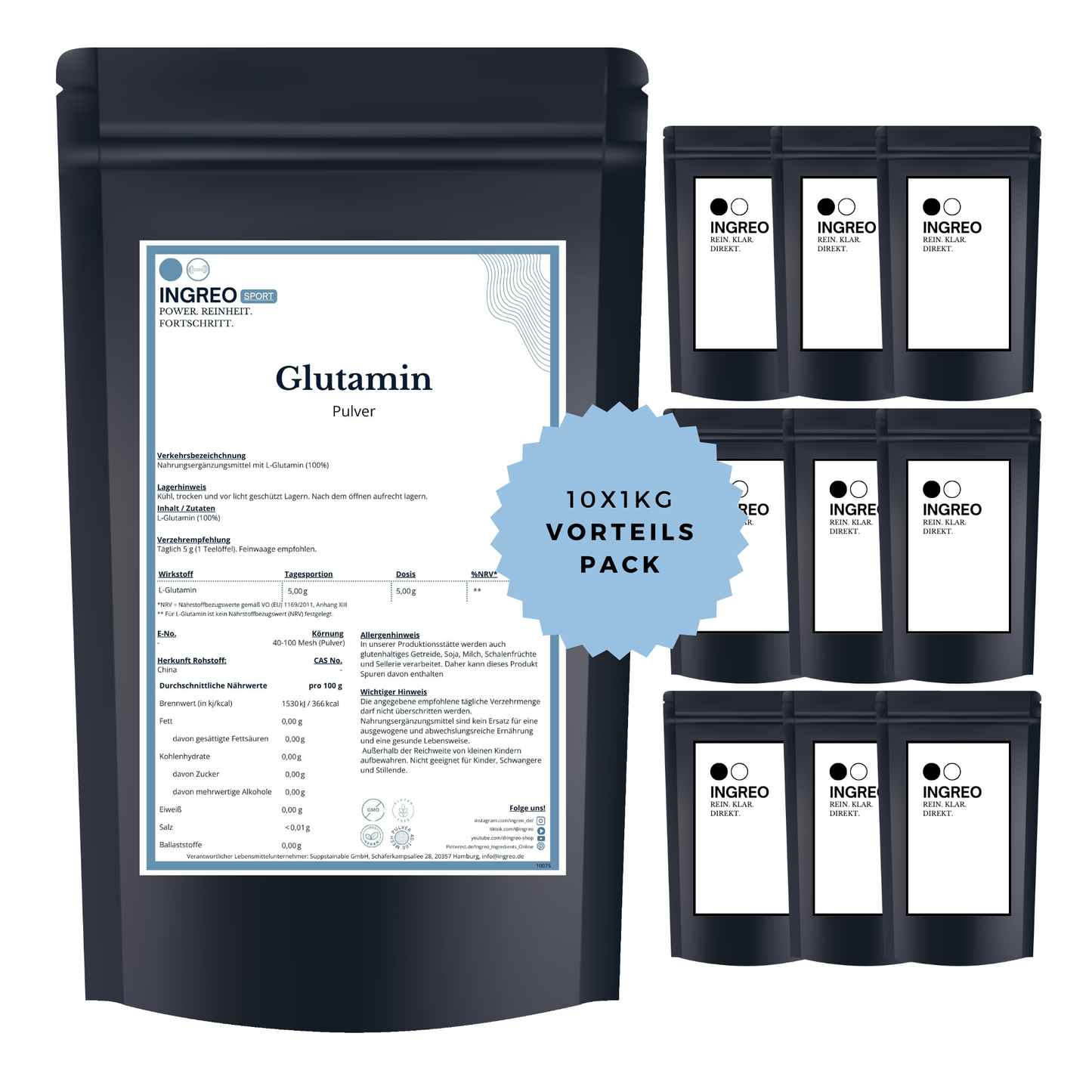 L-Glutamin Pulver (40-100 Mesh) - Suppstainable