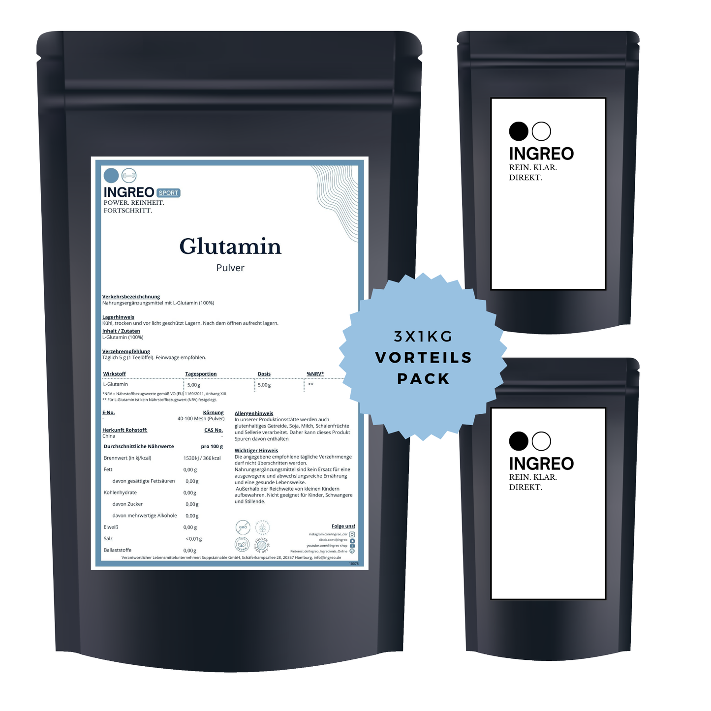 L-Glutamin Pulver (40-100 Mesh) - Suppstainable
