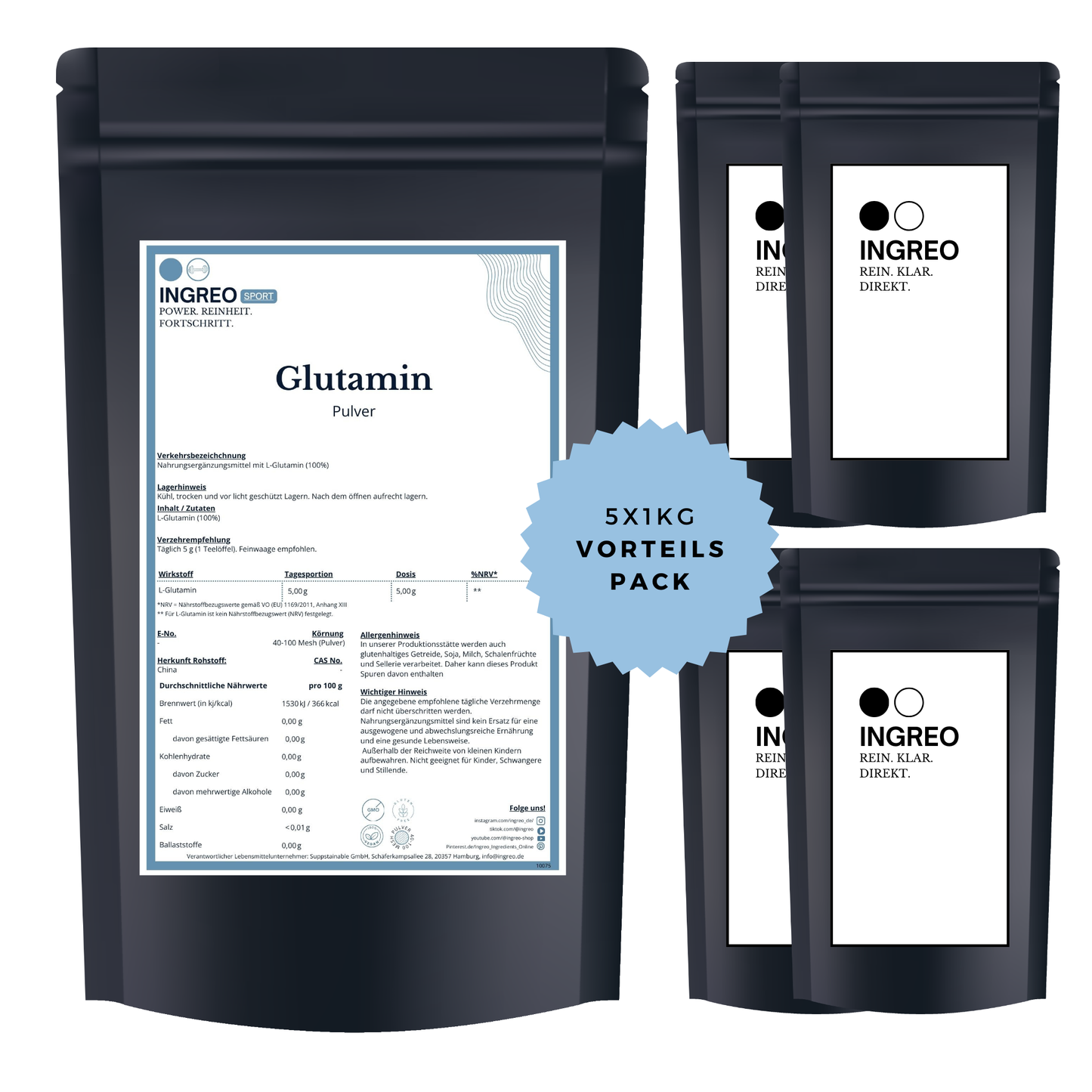 L-Glutamin Pulver (40-100 Mesh) - Suppstainable
