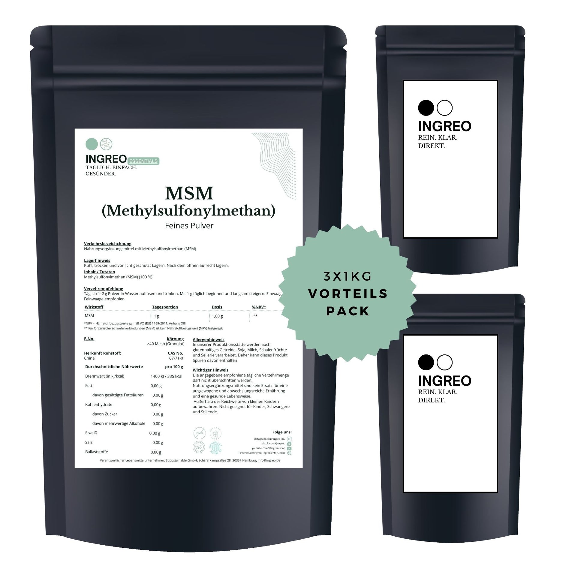 MSM (Methylsulfonylmethan)  Feines Pulver (>100 Mesh) - Suppstainable