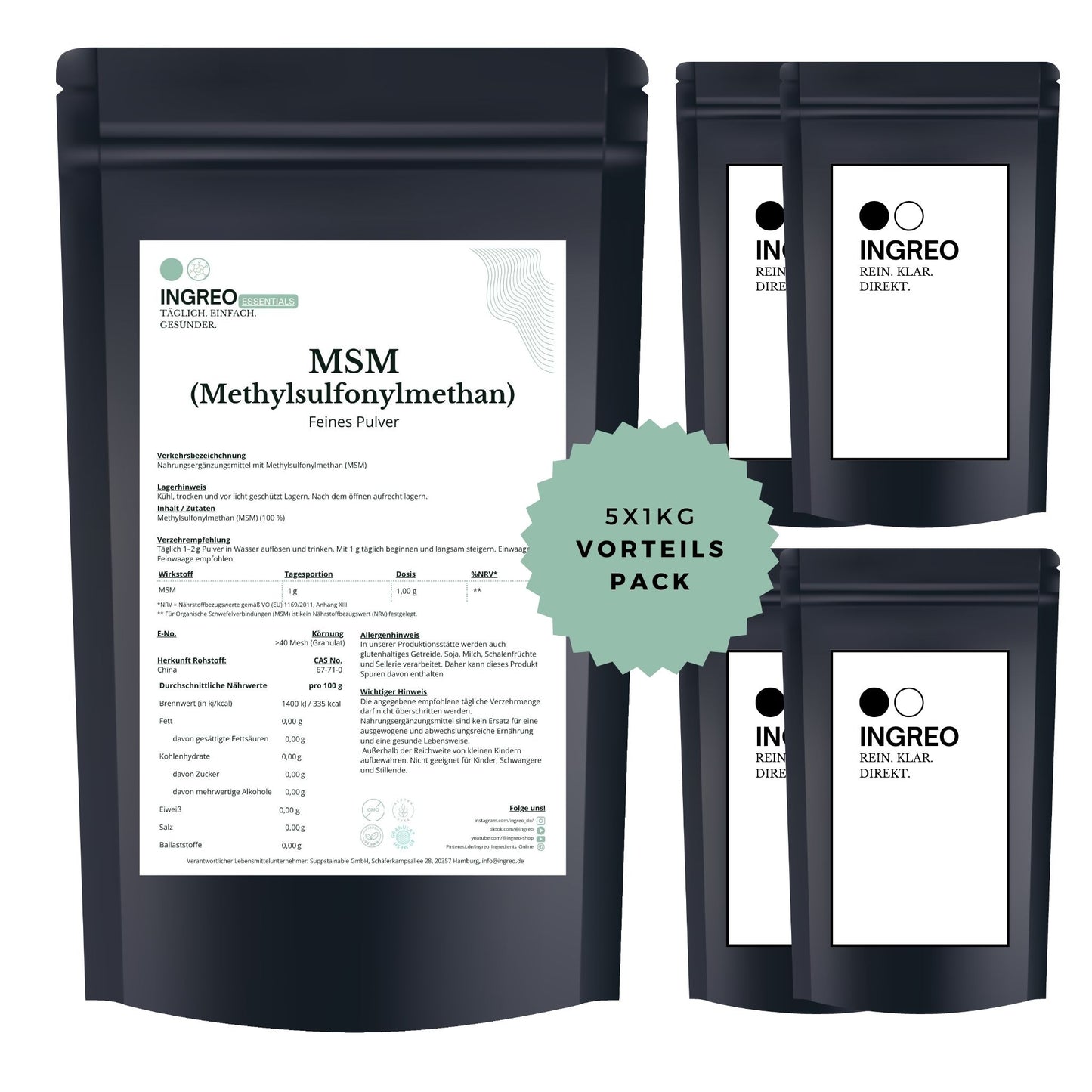 MSM (Methylsulfonylmethan)  Feines Pulver (>100 Mesh)