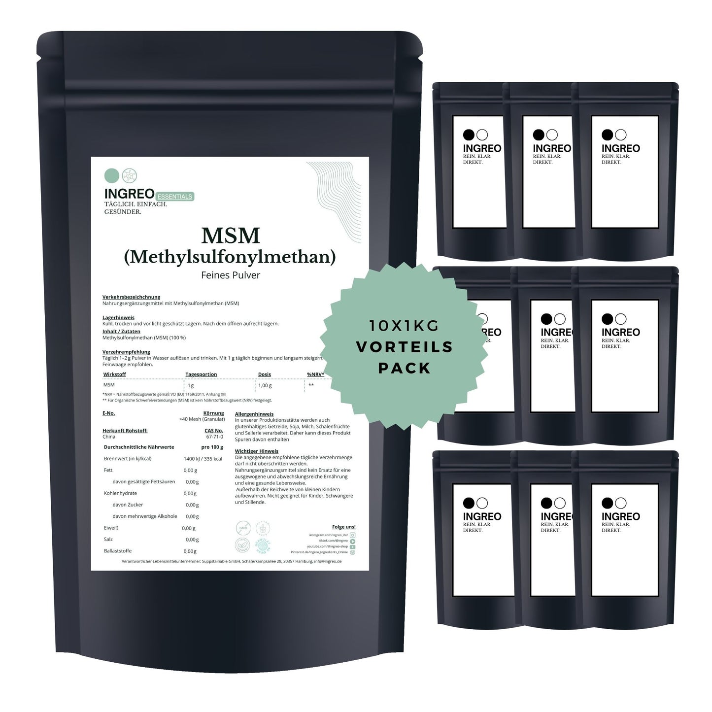 MSM (Methylsulfonylmethan)  Feines Pulver (>100 Mesh)