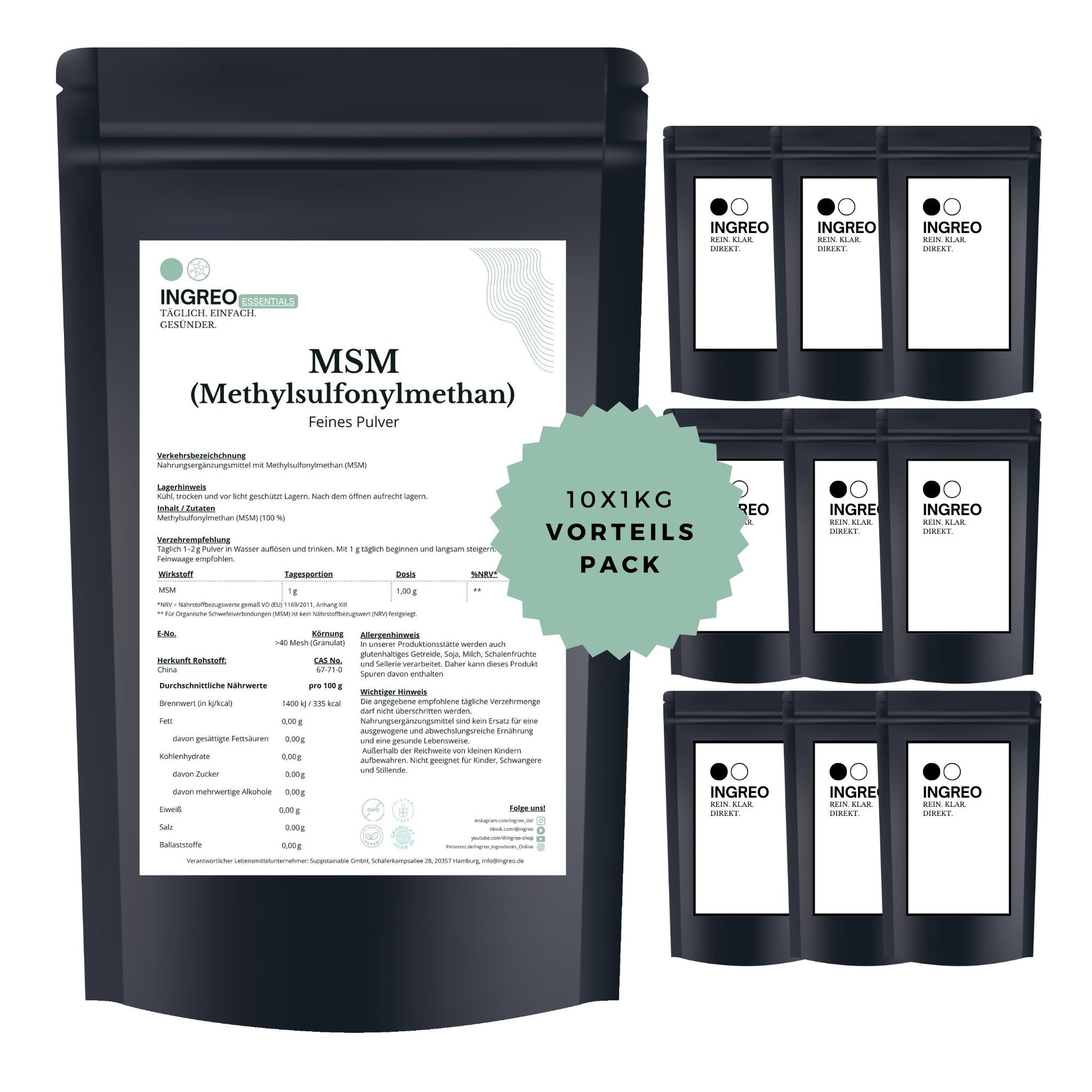 MSM (Methylsulfonylmethan)  Feines Pulver (>100 Mesh) - Suppstainable